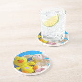 Happy Oaster Chick + Bunny Sandstein Untersetzer (Seite)
