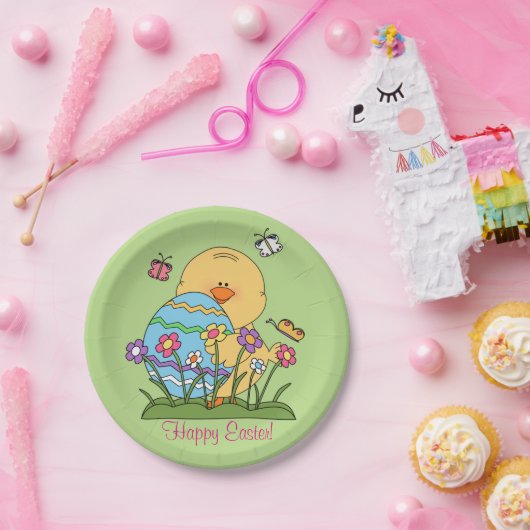 Happy Oaster Chick Paper Plate Pappteller (Party)