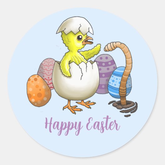 Happy Oaster Chick Runder Aufkleber (Vorderseite)