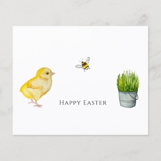 Happy Oaster chick und Frühlingsblumen (Rückseite)