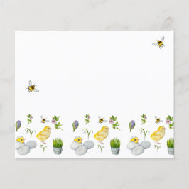 Happy Oaster chick und Frühlingsblumen