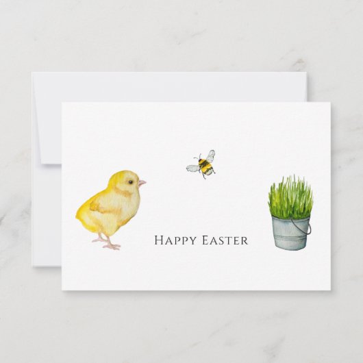 Happy Oaster chick und Frühlingsblumen Dankeskarte (Rückseite)