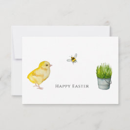 Happy Oaster chick und Frühlingsblumen Dankeskarte