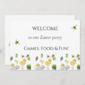 Happy Oaster chick und Frühlingsblumen Einladung (Vorne/Hinten)