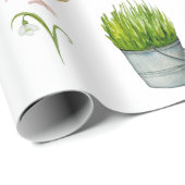 Happy Oaster chick und Frühlingsblumen Geschenkpapier (Rolleneckpunkt)