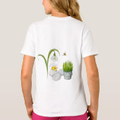 Happy Oaster chick und Frühlingsblumen T-Shirt (Rückseite)