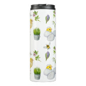 Happy Oaster chick und Frühlingsblumen Thermosbecher (Rückseite)