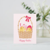 Happy Oaster Chicks Pink Postkarte (Stehend Vorderseite)