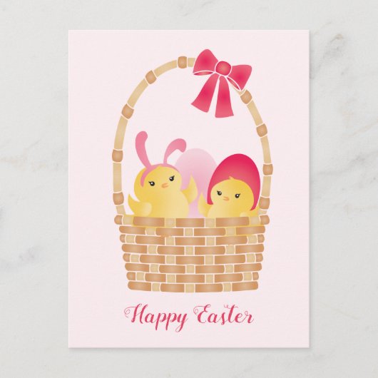 Happy Oaster Chicks Pink Postkarte (Vorderseite)