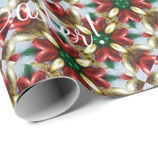 Happy Oaster Chocolate Eggs Kaleidoscope Blume Geschenkpapier (Rolleneckpunkt)