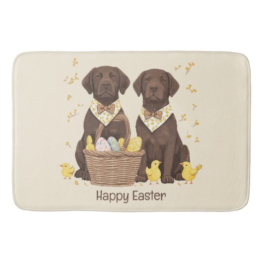 Happy Oaster Chocolate Labrador Retriever Hunde Badematte (Vorderseite)