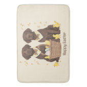 Happy Oaster Chocolate Labrador Retriever Hunde Badematte (Vorderseite Vertikal)