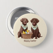 Happy Oaster Chocolate Labrador Retriever Hunde Button (Vorne & Hinten)