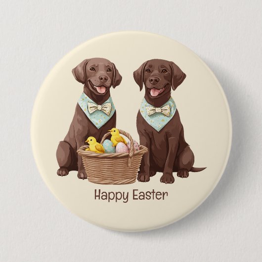 Happy Oaster Chocolate Labrador Retriever Hunde Button (Vorderseite)