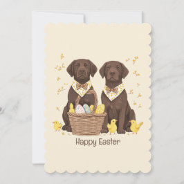 Happy Oaster Chocolate Labrador Retriever Hunde Feiertagskarte