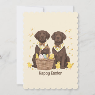 Happy Oaster Chocolate Labrador Retriever Hunde Feiertagskarte