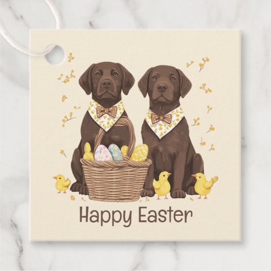 Happy Oaster Chocolate Labrador Retriever Hunde Geschenkanhänger (Vorderseite)