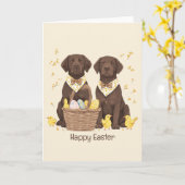 Happy Oaster Chocolate Labrador Retriever Hunde Karte (Gelbe Blume)