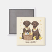 Happy Oaster Chocolate Labrador Retriever Hunde Magnet (Vorderseite/Rückseite)