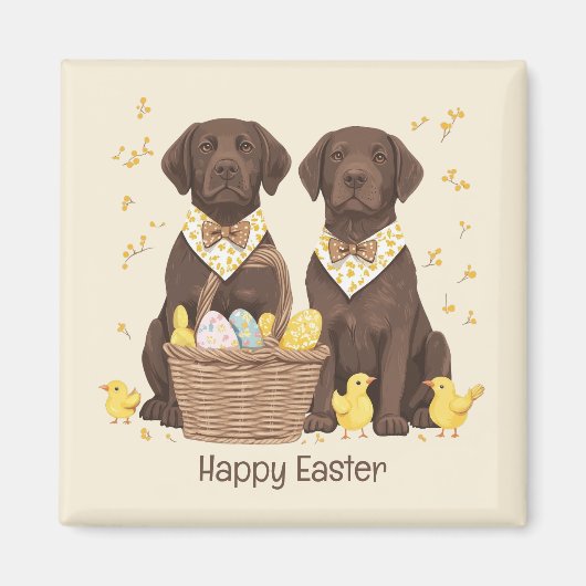 Happy Oaster Chocolate Labrador Retriever Hunde Magnet (Vorne)