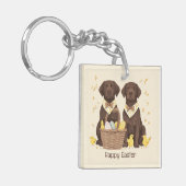 Happy Oaster Chocolate Labrador Retriever Hunde Schlüsselanhänger (Vorderseite links)