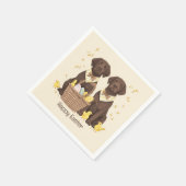 Happy Oaster Chocolate Labrador Retriever Hunde Serviette (Ecke)
