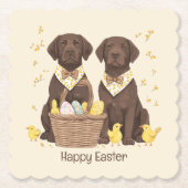 Happy Oaster Chocolate Labrador Retriever Hunde Untersetzer (Vorderseite)