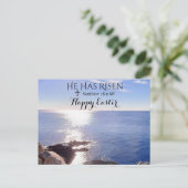 Happy Oaster Christ hat Risen Blue Ocean Foto Postkarte (Stehend Vorderseite)