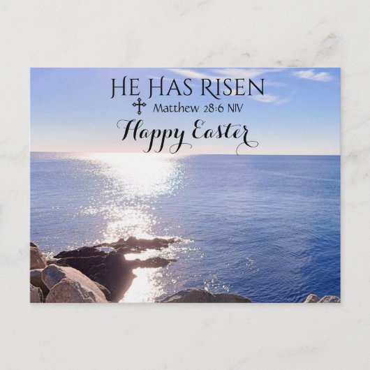 Happy Oaster Christ hat Risen Blue Ocean Foto Postkarte (Vorderseite)