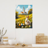 Happy Oaster Christliche Kirche Bunny Egg Poster (Küche)
