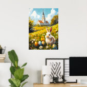 Happy Oaster Christliche Kirche Bunny Egg Poster (Heimbüro)
