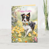 Happy Oaster Collie und Chicks Karte (Vorderseite)