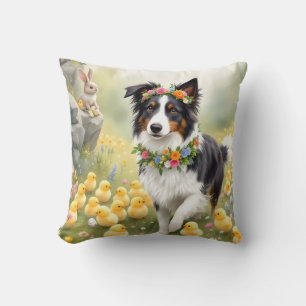 Happy Oaster Collie und Chicks Kissen