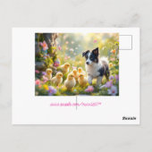 Happy Oaster Collie und Chicks Postkarte (Rückseite)