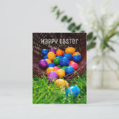 Happy Oaster Colorful Eggs Foto Postkarte (Stehend Vorderseite)