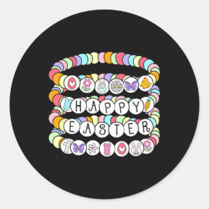 Happy Oaster Colorful Friendship Bracelet Runder Aufkleber