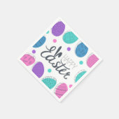 Happy Oaster Colorful Modern Eggs Typografie Serviette (Ecke)