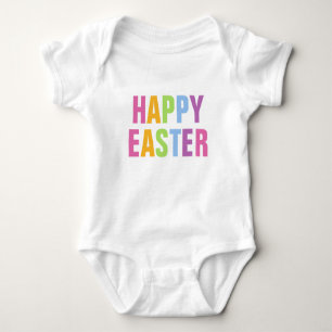Happy Oaster Colorful Rainbow Typografy Baby Strampler