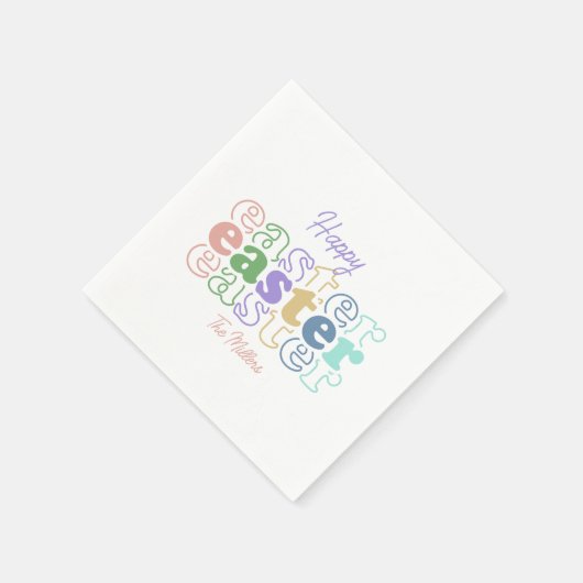 Happy Oaster Colorful Typografy Serviette (Ecke)