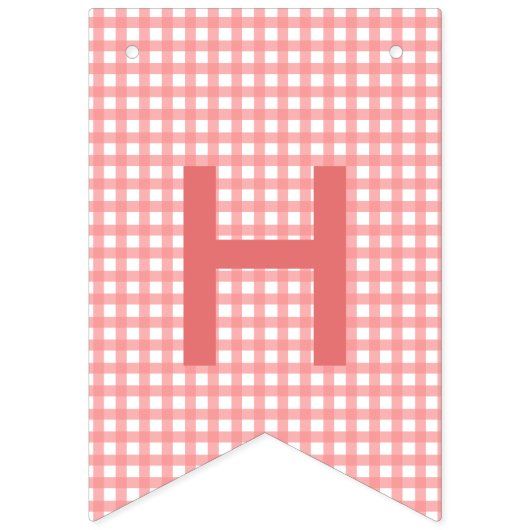 Happy Oaster - Coral Gingham & Oaster Bunnies Wimpelkette (Zweite Fahne)