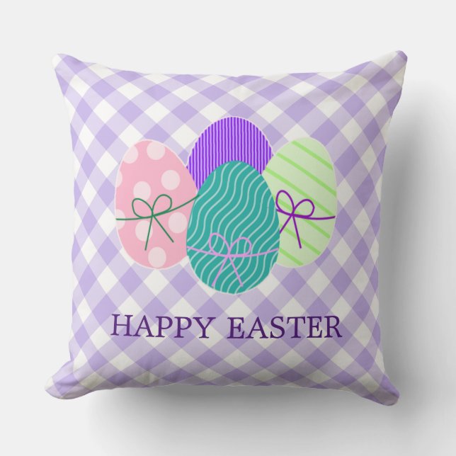 Happy Oaster Country Lavender Gingham Pattern Kissen (Vorderseite)