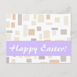 Happy Oaster Cream Lila Squares Postkarte