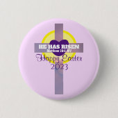 Happy Oaster Cross Bible Verse Custom Year Lila Button (Vorderseite)
