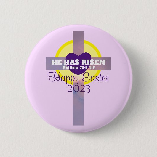 Happy Oaster Cross Bible Verse Custom Year Lila Button (Vorderseite)