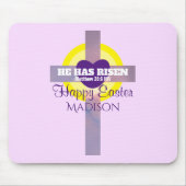 Happy Oaster Cross Bible Verse Individuelle Name L Mousepad (Vorne)