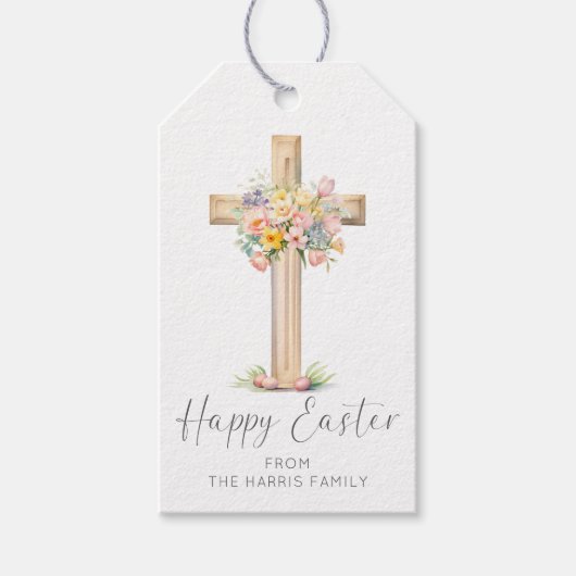 Happy Oaster Cross floral Geschenkanhänger (Vorderseite)