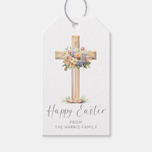 Happy Oaster Cross floral Geschenkanhänger (Vorderseite)