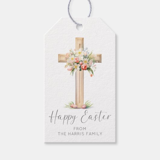 Happy Oaster Cross floral Geschenkanhänger (Vorderseite)