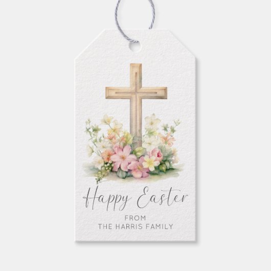 Happy Oaster Cross floral Geschenkanhänger (Vorderseite)