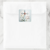 Happy Oaster, Cross und Lilies Quadratischer Aufkleber (Tasche)